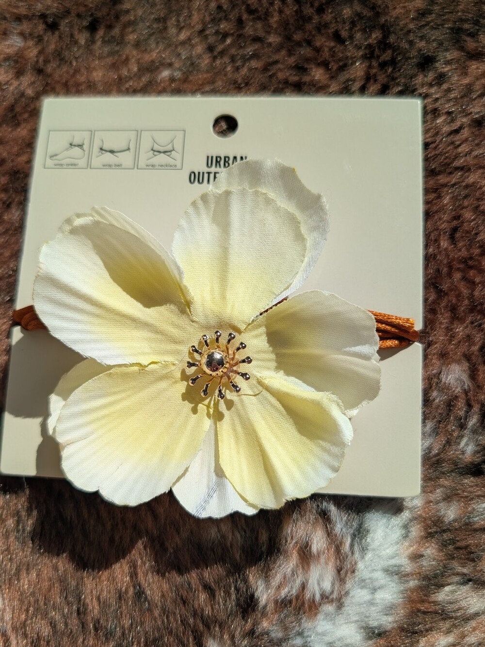 Urban Outfitters  Bloom 3D Flower Satin Cord Wrap Necklace (NWT)